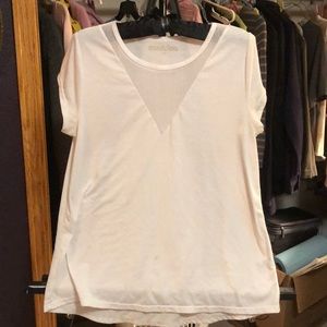 White long t-shirt with see through neck triangle